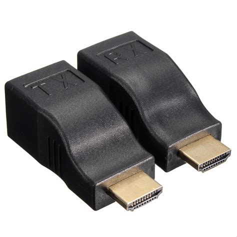 2Pcs HDMI To RJ45 Network Lan Ethernet Cable Extender Over By Cat 5e 6