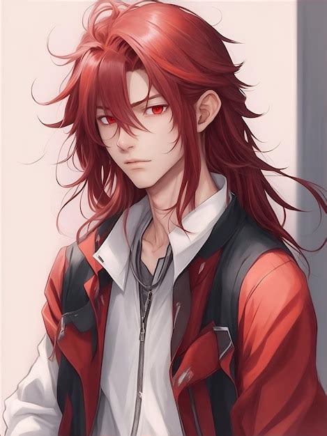 Premium Ai Image An Ban Anime Boy With Red Long Hair