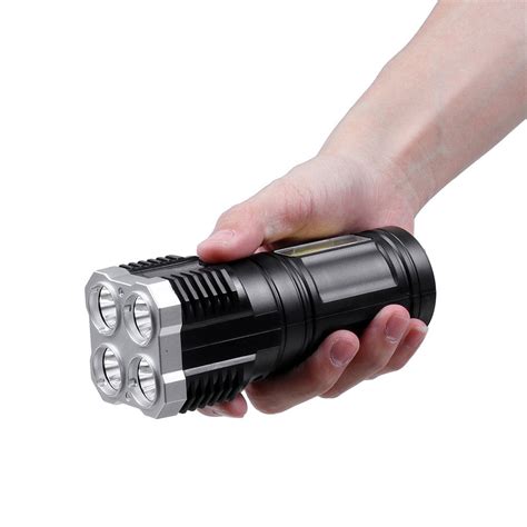 Ultra Bright LED Flashlight - Sidelight, Built-In Battery, 4 Modes, USB ...