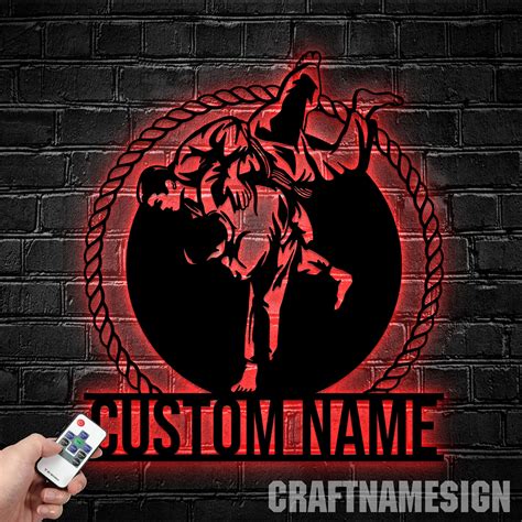 Craftnamesign Brazilian Jiu Jitsu Metal Wall Art Led Light Custom Jiu