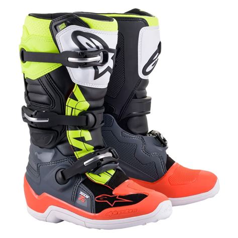 Bottes Cross Alpinestars STELLA TECH 7 DARK GRAY RED FLUO YELLOW FLUO