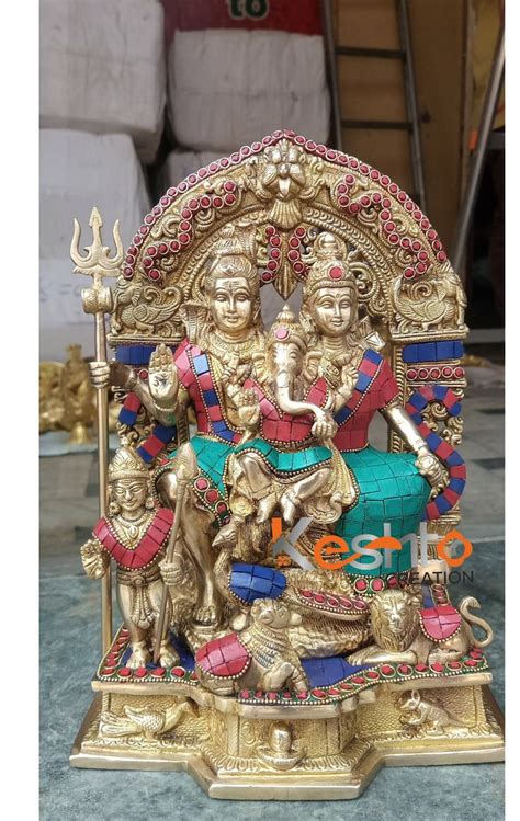 Shiv Parivar Statue Shiva Parvati With Ganesha Kartikeyan Brass