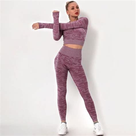 Ensemble de yoga camouflage sans couture pour femme vêtements de