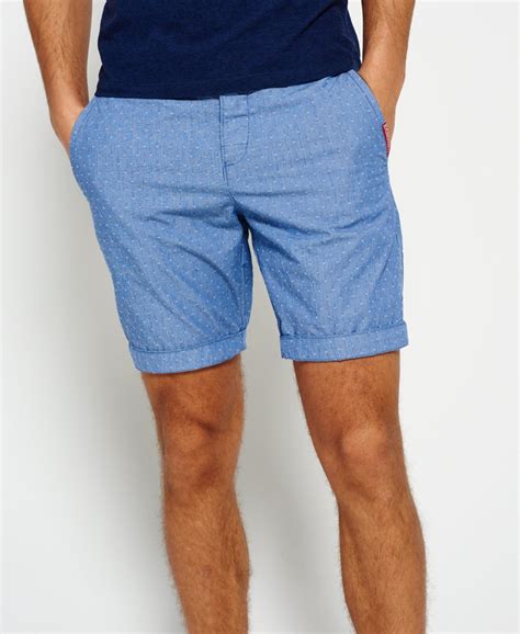 Mens International Hampton Chino Shorts In Ditzy Blue Dobby