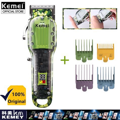 KEMEI New KM 1926 Electric Hair Clipper Transparent LED Military