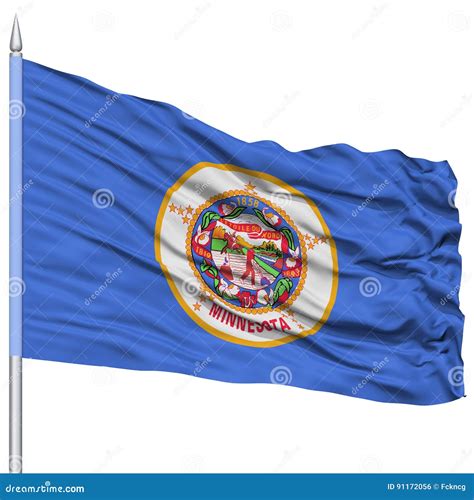 Isolated Minnesota Flag On Flagpole Usa State Stock Illustration