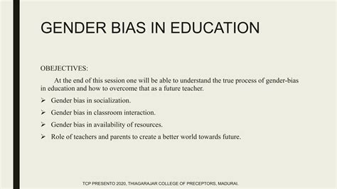 Gender Bias In Education Ppt