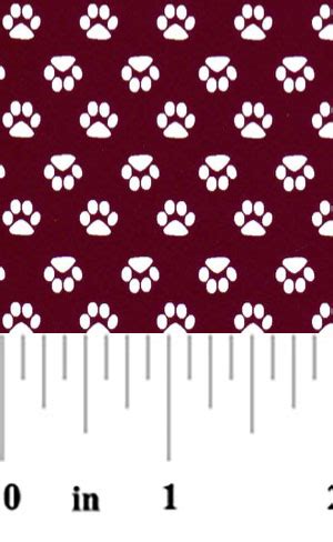 Paw Print Fabric - Maroon | Paw Print Fabric Cotton