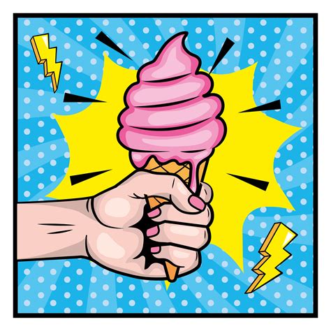 Hand Holding A Ice Cream Pop Art Design Vector Art At Vecteezy