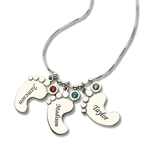 Personalized Mother S Necklace Baby Feet Name Charm Up To 5