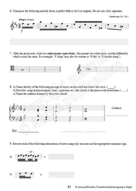 Grade V 5 Music Theory Practice Paper Pdf For Vcm Exams Papers Aand B