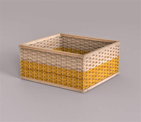 Buy Stackable Square Baskets Bamboo with Aluminium Handle (Yellow) at ...