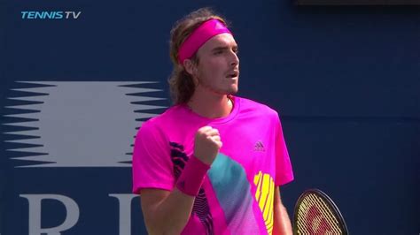 Hot Shot Tsitsipas Breaks Djokovic With Backhand Beauty In Toronto 2018 Youtube