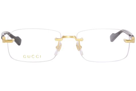 Gucci Gg1221o 001 Eyeglasses Mens Goldblack Rimless Rectangle Shape 56 16 140