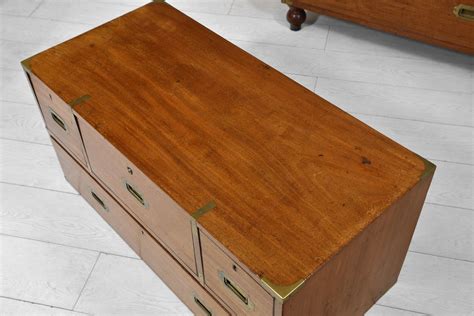 Brass Bound And Mahogany Campaign Chest Of Drawers 19th Century For Sale