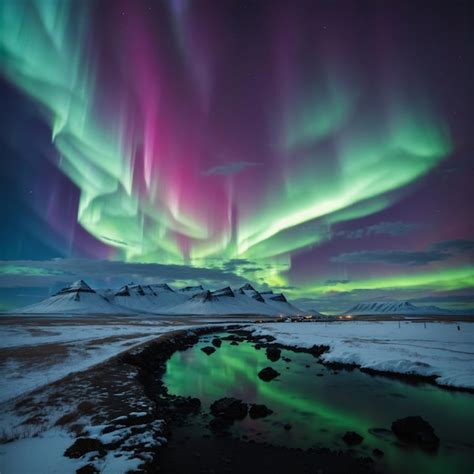 Premium AI Image | Aurora Borealis In Iceland Northern Lights in ...