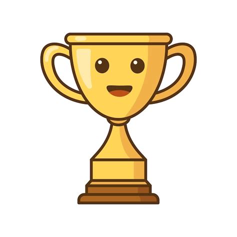 Premium Vector Gold Trophy Cartoon Character First Place Champion