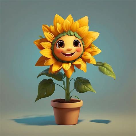 Premium Photo 3d Cute Sunflower Character