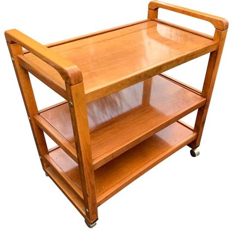 Danish Mid Century Modern Three Tier Birch Wood Bar Cart At 1stdibs