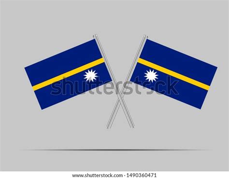 Two Metall Flagpole National Flag Republic Stock Vector Royalty Free