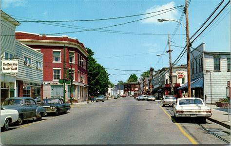 Vtg Springvale Maine ME The Square Main Street View Old Cars Unused