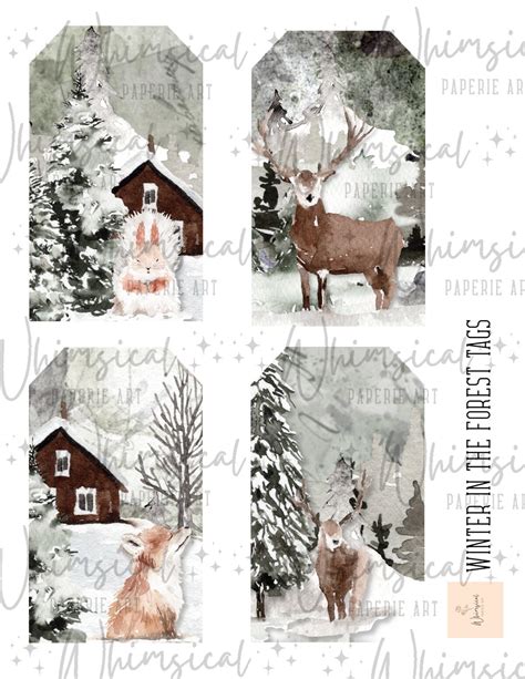 Winter Junk Journal Printable Forest Journal Pages Woodland Junk