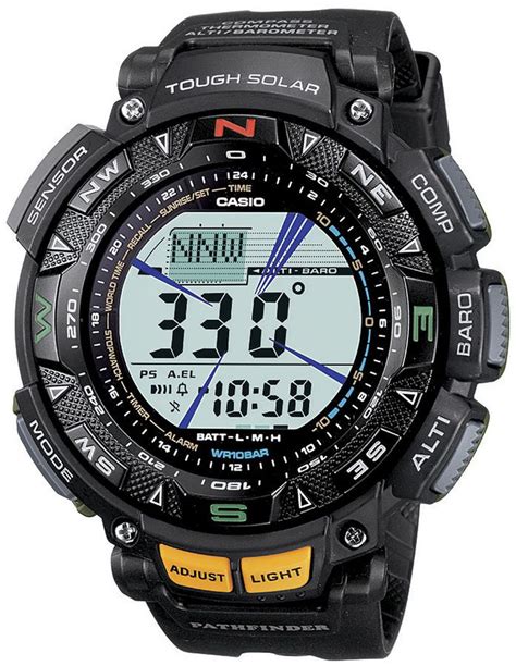 Casio Pathfinder Tough Solar Triple Sensor Mens Black Resin Watch