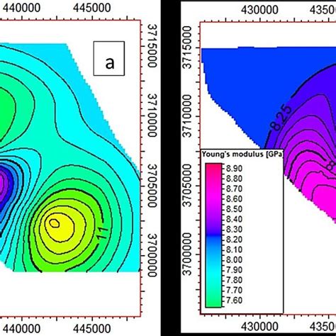 2d Contour Map Of Youngs Modulus A For Layer K1 B For Layer K3