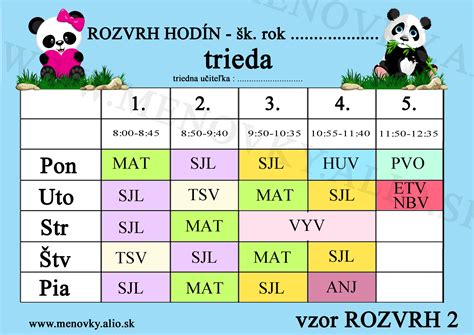 Rozvrh Hodin K Tisku