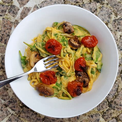 Creamy Sweet Potato Spaghetti With Roasted Veg The Big Wide World And Me