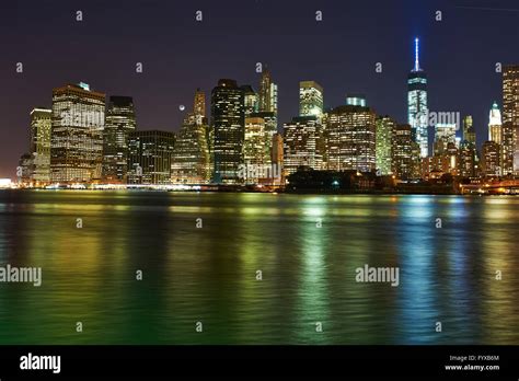 Manhattan skyline at night Stock Photo - Alamy