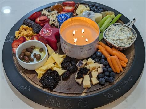 Lazy Susan Charcuterie Board With Chalkboard Edge Wedding Anniversary