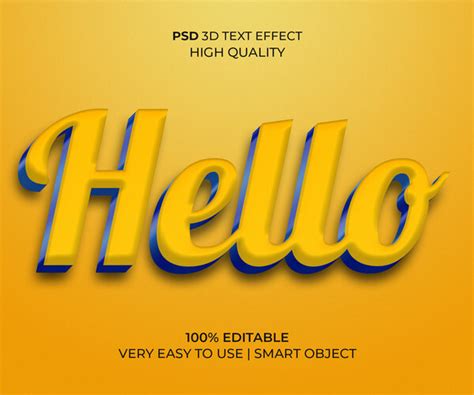 ArtStation - 3D Hello PSD fully editable text effect. Layer style PSD ...