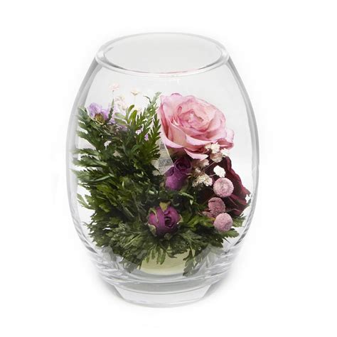 60199 Long Lasting Purple And Pink Roses And Hydrangea In A Glass Vase — Fiora Flower