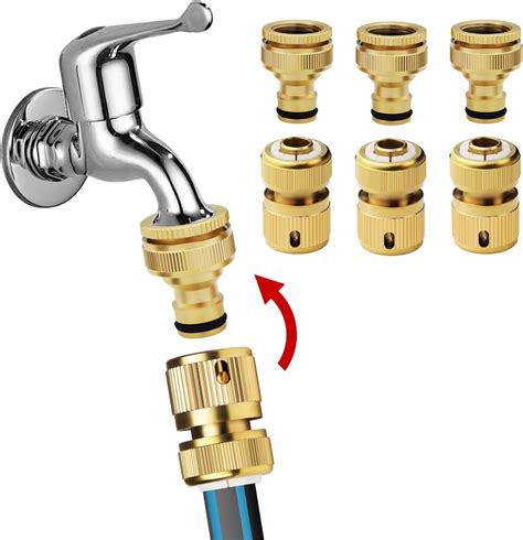 Outus 6 Pieces Brass Hose Tap Connectors 1 2 Inch And 3 4 Inch 2 In 1