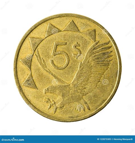 5 Namibian Dollar Coin 1993 Obverse Stock Image - Image of dollar ...