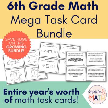 Math Task Card Mega Bundle Middle School Math 6th Grade By Maple And Math