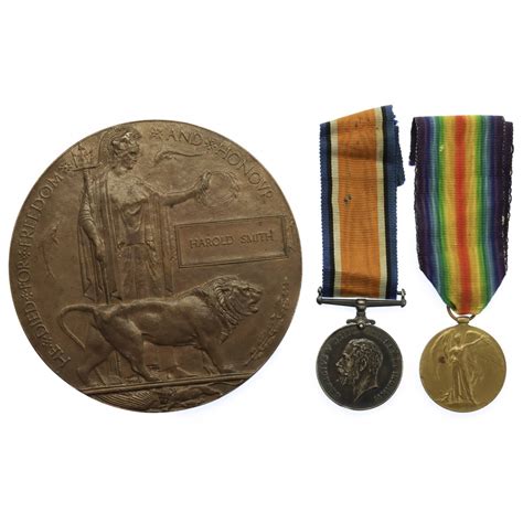 WW1 British War Medal Victory Medal And Memorial Plaque Pte H