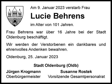 Traueranzeigen Von Lucie Behrens Nordwest Trauer De