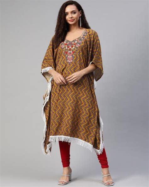 Buy Aarika Women S Multi Color Embroidery Work Kaftan Kurti Online At