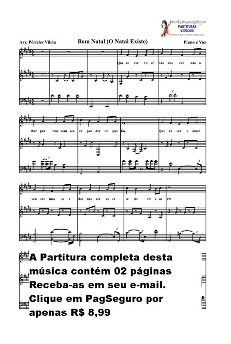 Partituras Musicais O Natal Existe Bom Natal Para Piano E Voz N