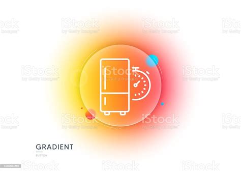 Refrigerator Timer Line Icon Fridge Time Sign Gradient Blur Button Vector Stock Illustration