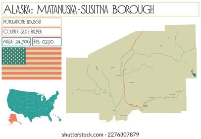 Large Detailed Map Matanuskasusitna Borough Alaska Stock Vector ...