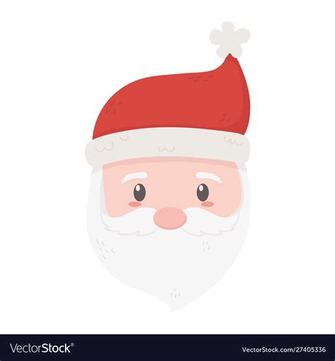 Cute Santa Face With Hat Celebration Merry Vector Image