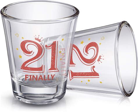 2 Pieces Finally 21 Shot Glass 2 Oz 21st Birthday Shot Glass Decoration For