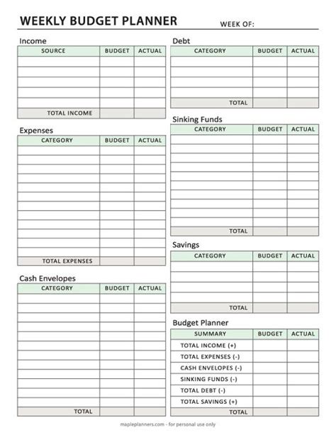 A Printable Weekly Budget Planner Is Shown In The Middle Of A Page With