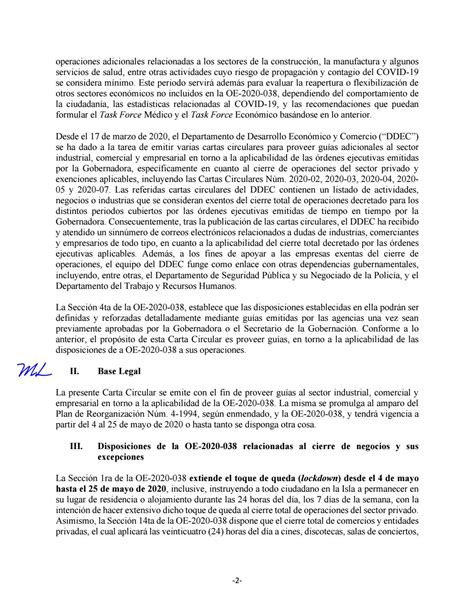 6 Mayo 2020 APLICABILIDAD DEL CIERRE DE OPERACIONES EN EL SECTOR