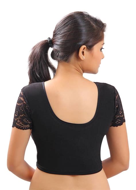 Womens Black Stretch Lycra Non Padded Stretchable Readymade Blouse