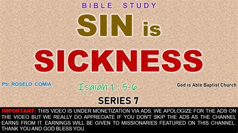 Sin Is Sickness Isaiah 15 6 Series 7 Bible Study By Ptr Roselo