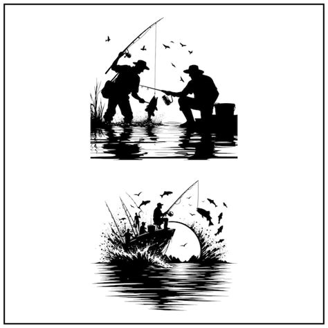 Premium Vector Fishing Vector Bundle File Black And White Fishing